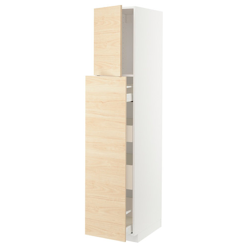 METOD / MAXIMERA Hc w p-o func 1dr/4drw, white/Askersund light ash effect, 40x60x200 cm