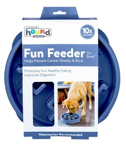 Outward Hound Fun Feeder Dog Slo Bowl, blue