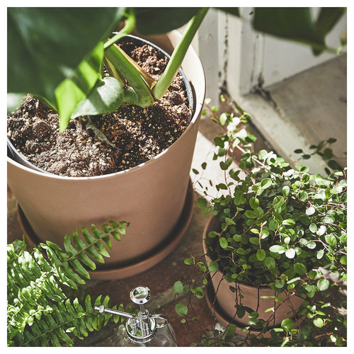 KLARBÄR Plant pot with saucer, indoor/outdoor brown, 24 cm