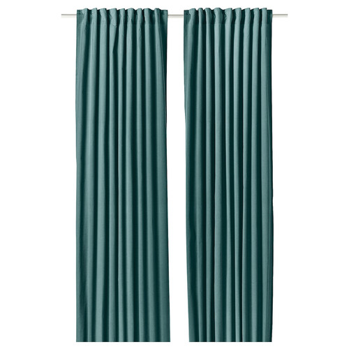 SANELA Curtains, 1 pair, dark grey-turquoise, 140x300 cm