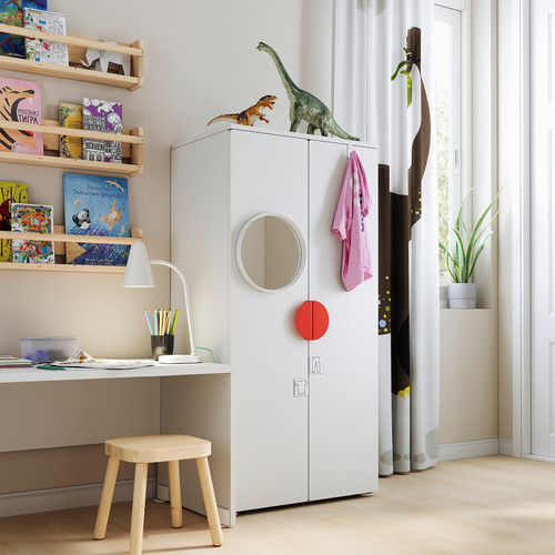 SMÅSTAD / PLATSA Wardrobe, white/white, 60x42x123 cm