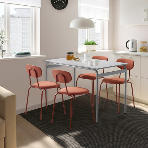 GRÅSALA / ÖSTANÖ Table and 4 chairs, grey/Remmarn red-brown, 110 cm