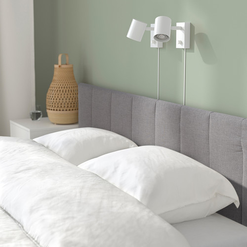 FALUDDEN Upholstered bed frame, grey, 160x200 cm