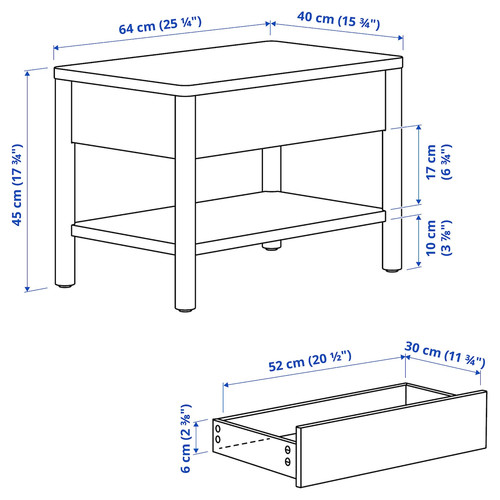 TONSTAD Side table, off-white, 64x40 cm