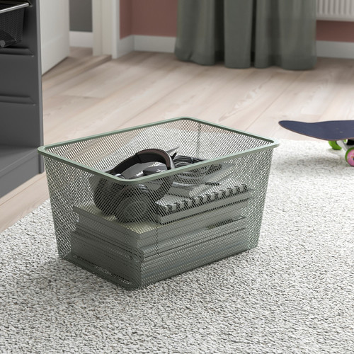 TROFAST Storage combination with boxes/tray, grey grey/light green-grey, 46x30x94 cm