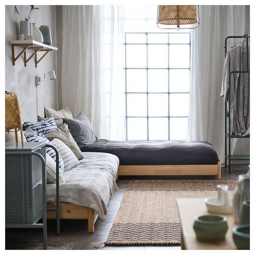 UTÅKER Stackable bed with 2 mattresses, pine/Åfjäll medium firm, 80x200 cm