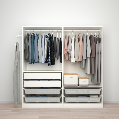 PAX / TYSSEDAL Wardrobe combination, white/mirror glass, 200x60x201 cm