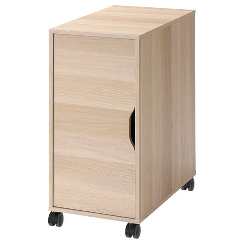 ALEX Storage unit on castors, white stained oak effect/black, 36x76 cm