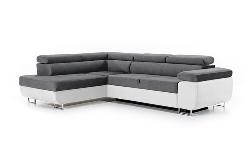 Corner Sofa-Bed Left Annabelle Sawana 5/Madryt 120, white/grey