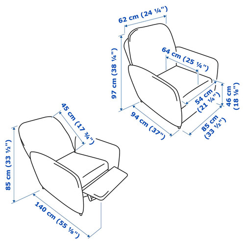 EKOLSUND Recliner, Gunnared dark grey