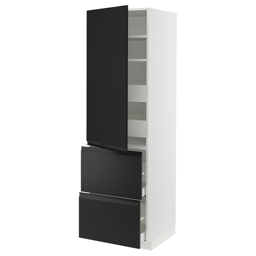 METOD / MAXIMERA Hi cab w shlvs/4 drawers/dr/2 frnts, white/Upplöv matt anthracite, 60x60x200 cm