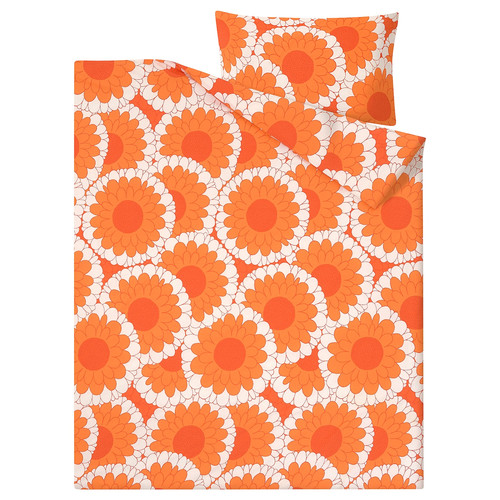 KRANSMALVA Duvet cover and pillowcase, orange, 150x200/50x60 cm