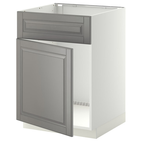 METOD Base cabinet f sink w door/front, white/Bodbyn grey, 60x60 cm