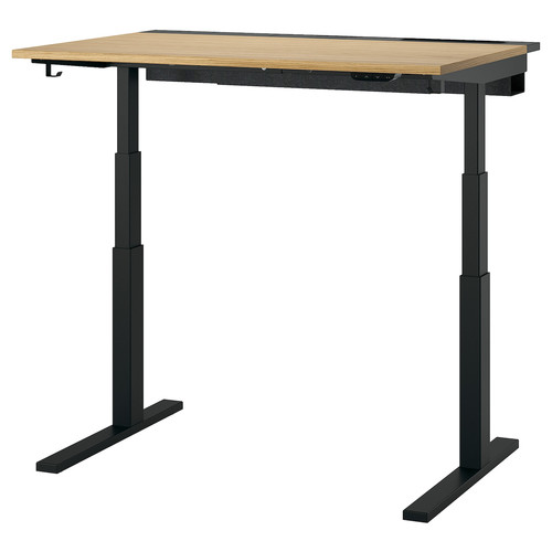 MITTZON Desk sit/stand, electric oak veneer/black, 120x80 cm