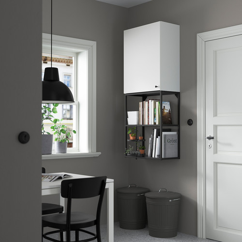 ENHET Wall storage combination, anthracite, white, 60x30x150 cm