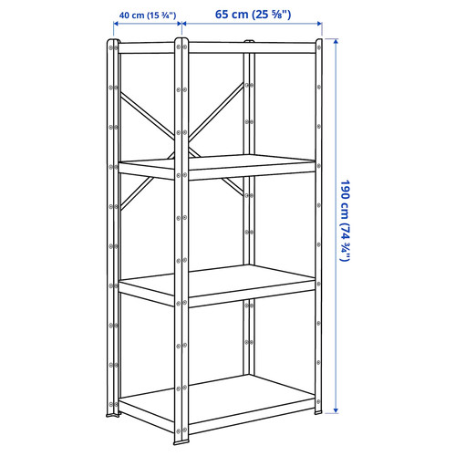 BROR Shelving unit, black, 65x40x190 cm