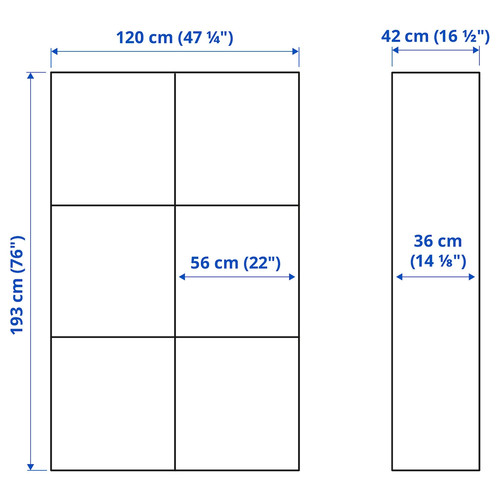 BESTÅ Storage combination with doors, white, Selsviken high-gloss beige, 120x40x192 cm