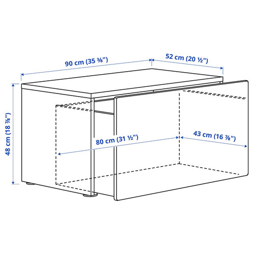 SMÅSTAD Bench with toy storage, white/lilac, 90x52x48 cm