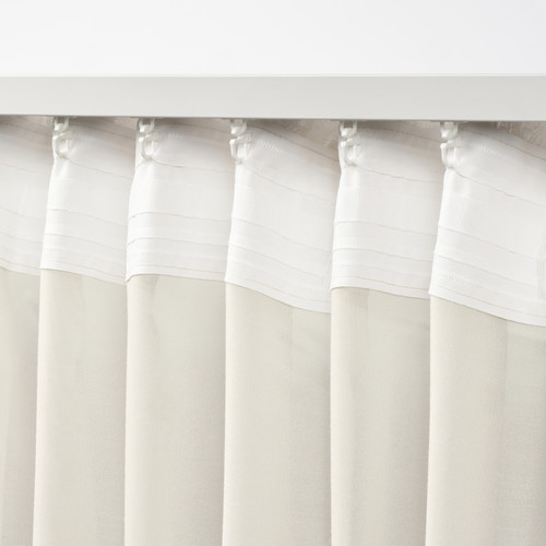 STENFRÖ Sheer curtain, 1 piece, with heading tape/beige, 300x300 cm