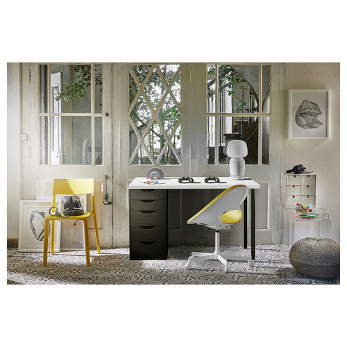 LAGKAPTEN / ALEX Desk, white/black-brown, 120x60 cm