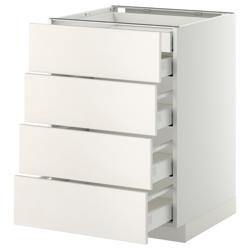 METOD / MAXIMERA Base cb 4 frnts/2 low/3 md drwrs, white, Veddinge white, 60x60 cm