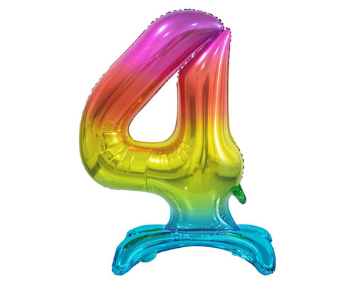 Foil Balloon Number 4 Standing, rainbow, 74cm