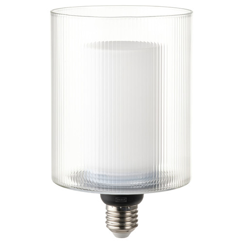 MOLNART LED bulb E27 150 lumen, cylinder glass/striped, 110 mm