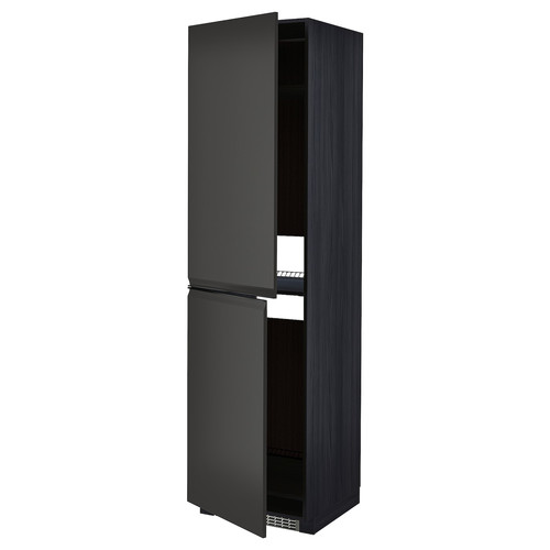 METOD High cabinet for fridge/freezer, black/Upplöv matt anthracite, 60x60x220 cm