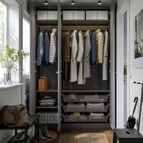 PAX / GULLABERG Wardrobe combination, dark grey/dark grey, 150x60x236 cm