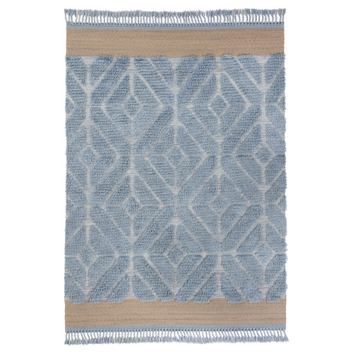 GULDÄXINGAR Rug, high pile, blue/grey/handmade, 170x240 cm