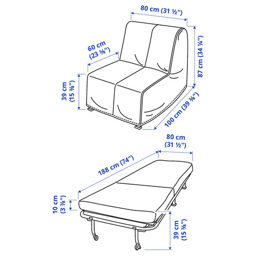 LYCKSELE HÅVET Chair-bed, Ransta natural