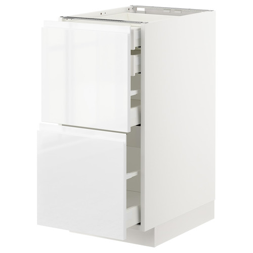 METOD / MAXIMERA Base cb 2 frnts/2 low/1 md/1 hi drw, white, Voxtorp high-gloss/white, 40x60 cm