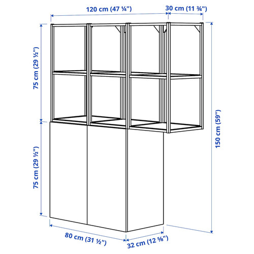 ENHET Storage combination, white, 120x32x150 cm