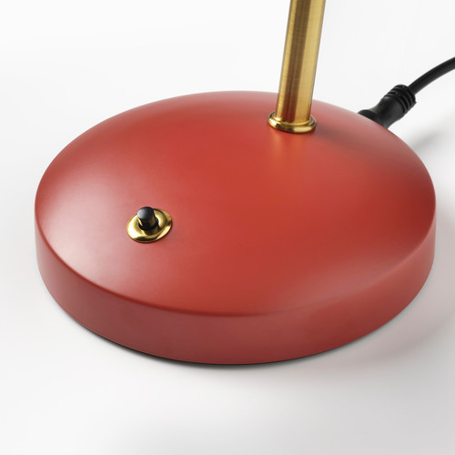 ISNÅLEN LED work lamp, red/brass-colour