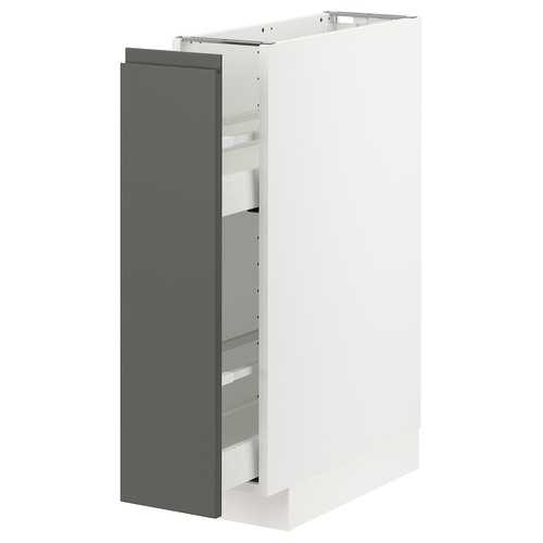 METOD / MAXIMERA Base cabinet/pull-out int fittings, white/Voxtorp dark grey, 20x60 cm