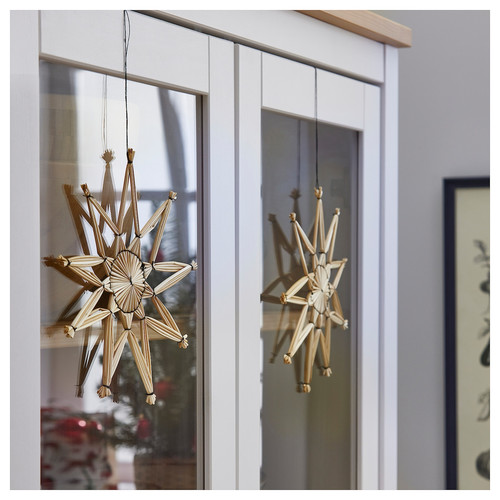 VINTERFINT Hanging decoration, handmade star/straw