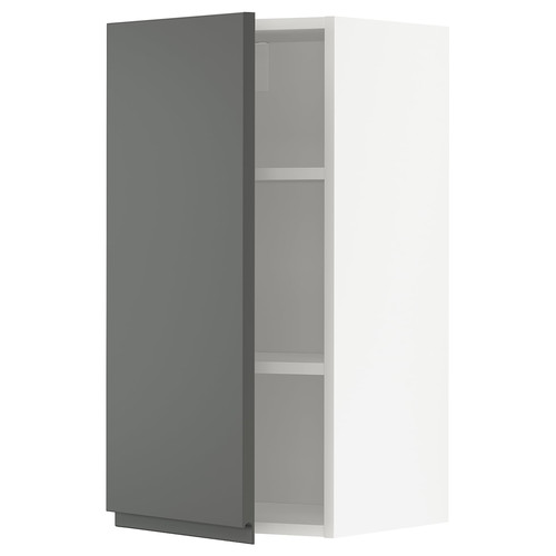 METOD Wall cabinet with shelves, white/Voxtorp dark grey, 40x80 cm