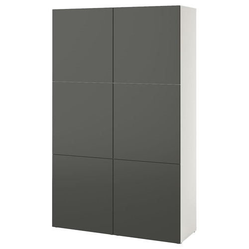 BESTÅ Storage combination with doors, white/Lappviken dark grey, 120x42x193 cm