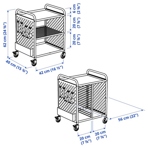 BRÄNNBOLL Shelving unit on castors, white, 56x62 cm