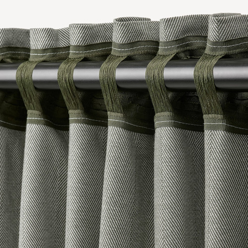 TIBAST Room darkening curtains, 1 pair, dark green, 145x300 cm