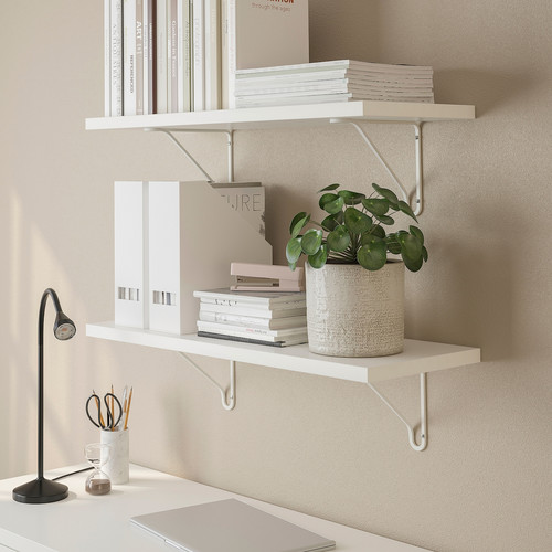 BERGSHULT / FÖRLÄGGARE Wall shelf, white/white, 80x30 cm