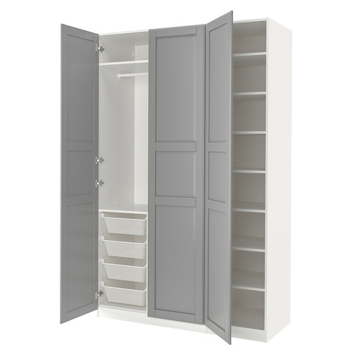 PAX / TYSSEDAL Wardrobe, white/grey, 150x60x236 cm