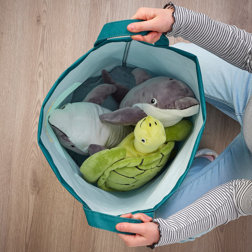 BLÅVINGAD Storage bag, whale pattern/blue-green