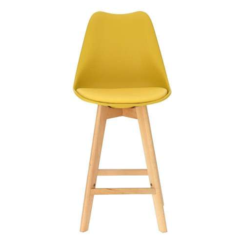 Bar Stool Norden Wood, low, PP, yellow