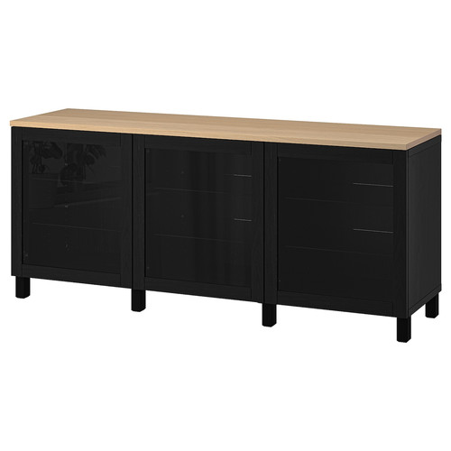 BESTÅ Storage combination with doors, black/Sindvik/Stubbarp black, 180x42x76 cm