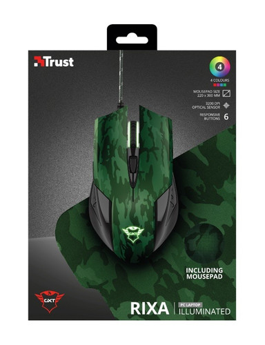 Trust GXT 781 Optical Wired Gaming Mouse with Mouse Pad, camo