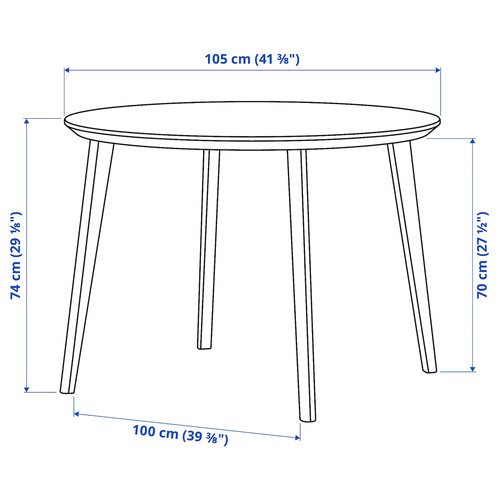 LISABO Table, ash veneer, 105 cm