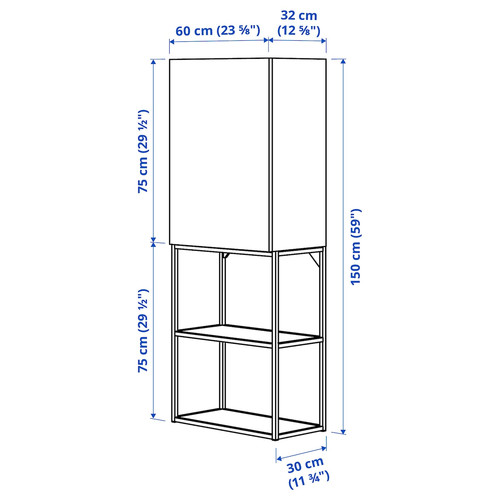 ENHET Storage combination, anthracite/white, 60x32x150 cm