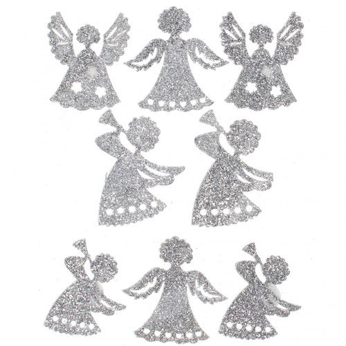 Craft Christmas Self-Adhesive Decoration Set Angel 8pcs, silver