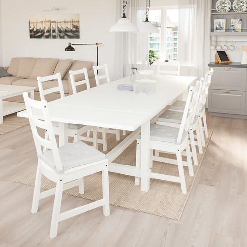 NORDVIKEN / NORDVIKEN Table and 6 chairs, white, white, 210/289x105 cm